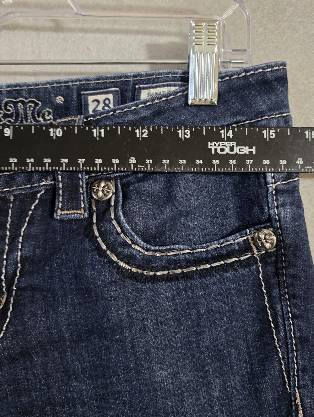Miss Me Low Rise Floral Rhinestone Signature Skinny Jeans JP7085S2 Size 28 - Picture 3 of 10
